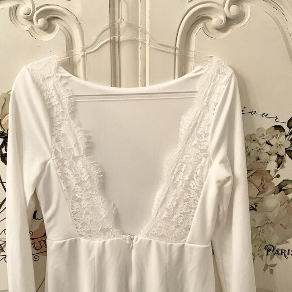 Lulus Romantic Moments Maxi Dress Women's L White Long Sleeve Lace NWT - Picture 10 of 14